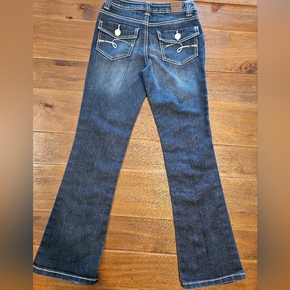 JUSTICE GIRL'S BOOTCUT MID-RISE OUTWARD STITCHING DETAIL SUPERCUTE JEANS SIZE 12 - Picture 8 of 16